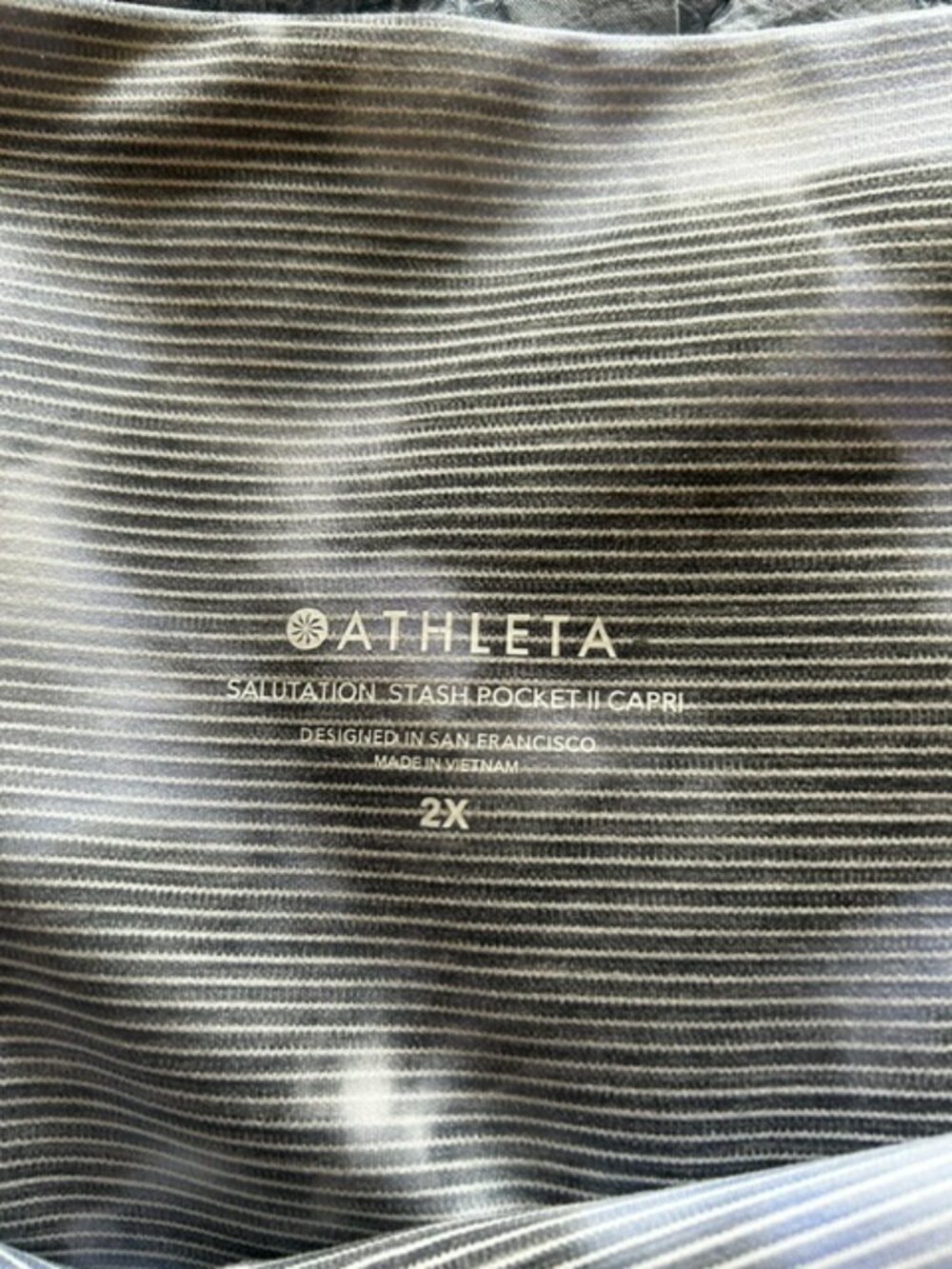 ATHLETA Capri Leggings Women's 2X Blue Salutation Stash‎ Pocket II EUC - Picture 3 of 9